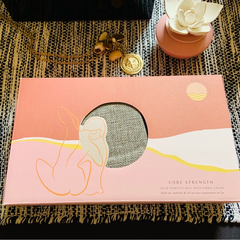 NEW ANTHROPOLOGIE Core Strength 25CM Stability Ball with Fabric Cover & Air Pump